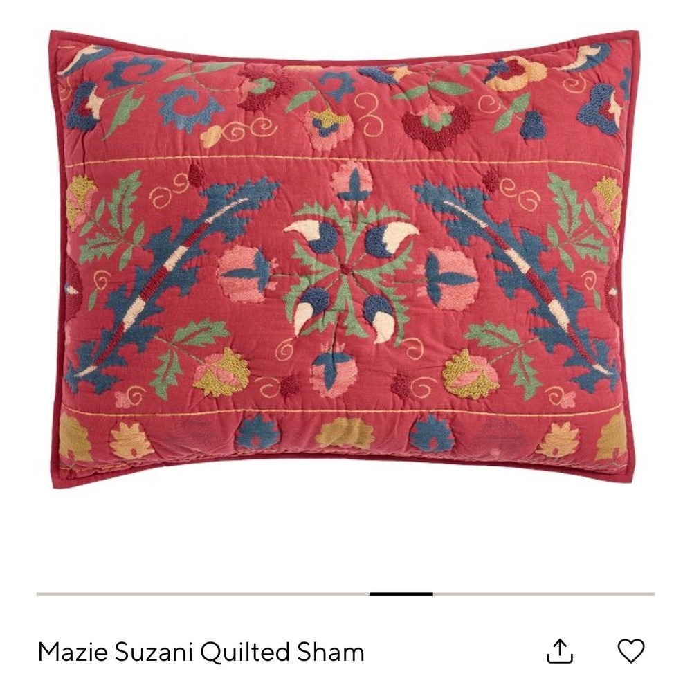 Pottery Barn Mazie Suzani Quilted Standard Sham Set Red Multi 7916263 2pc